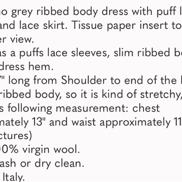 MOSCHINO WOOL RIBBED BODY DRESS WITH LACE PUFFS SLEEVS AND LACE DRESS HEM - Picture 14 of 14